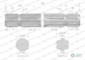 Wałek, WOM frezowany dwustronnie 300mm Z21 - 1 3/8 na Z6 - 1 3/8, Waryński