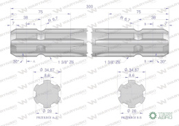 Wałek, WOM frezowany dwustronnie 300mm Z6 - 1 3/8, Waryński