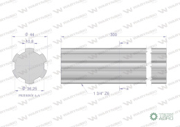 Wałek, WOM frezowany całościowo 300mm Z6 - 1 3/4, Waryński