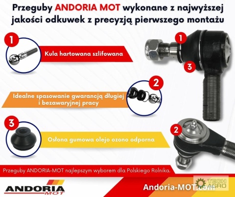 Przegub kątowy drążka Case, New Holland Fiat M22x1.5 ANDORIA MOT Przegub kątowy drążka Case, New Holland Fiat M22x1.5 ANDORIA MOT