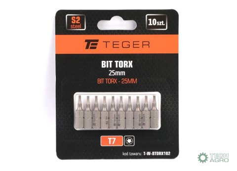 Bit TORX 25 mm/T7 (ZESTAW 10 SZT) / TEGER