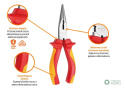 Szczypce wydłużone - proste izolowane VDE 160 mm / TEGER