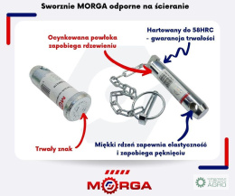 Sworzeń kulowy haka, zaczepu uniwersalny FI-32mm 200mm kula FI-50mm Hartowany MORGA