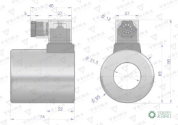 Cewka dzielnika elektrozaworu V-DVS-80L-1/2 12V DC VOIMA