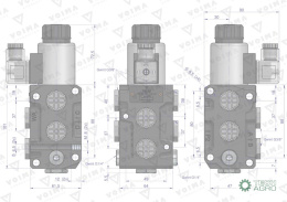 Dzielnik. zawór. elektrozawór kierunkowy elektromagnetyczny kontroli (DVS6/50 L/MIN) (24V DC) 6/2 G3/8 50L VOIMA