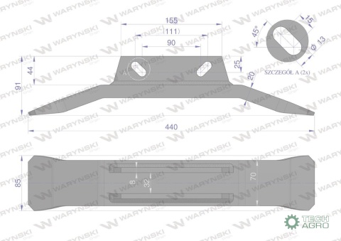 Dziób, dłuto, pługa dłutowego 450x70, zastosowanie MASCHIO GASPARDO ATTILA stal borowa Waryński