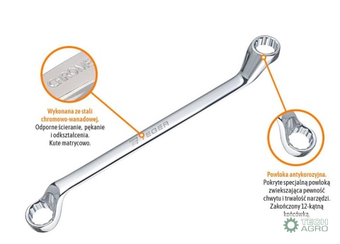 Klucz oczkowy odgięty 21x23mm / TEGER