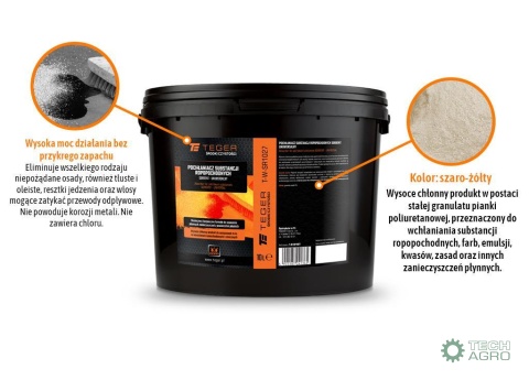 Pochłaniacz substancji ropopochodnych SORBENT - uniwersalny 10l / TEGER