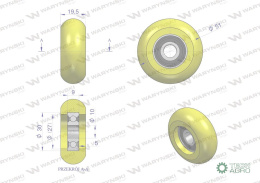 Rolka. kółko poliuretanowe z łożyskiem 50x20x10 80sha Waryński