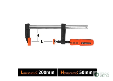 Ścisk stolarski śrubowy, TYP F 50x200 mm, Teger