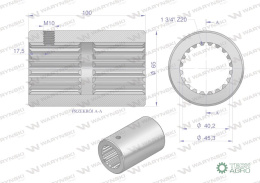 Tuleja, WOM łącząca frezowana 100mm Z20 - 1 3/4, Waryński