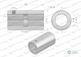 Tuleja, WOM łącząca frezowana 100mm Z21 - 1 3/8, Waryński