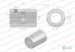 Tuleja, WOM łącząca frezowana 80mm Z21 - 1 3/8, Waryński