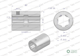 Tuleja, WOM łącząca frezowana 80mm Z6- 1 3/8, Waryński