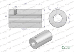 Tuleja, łącząca otwór fi 25mm z rowkiem na wpust 8mm 100mm, Waryński