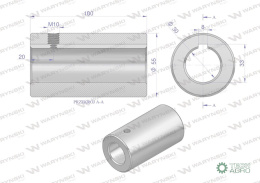 Tuleja, łącząca otwór fi 30mm z rowkiem na wpust 8mm 100mm, Waryński