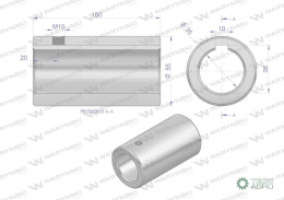 Tuleja, łącząca otwór fi 35mm z rowkiem na wpust 10mm 100mm, Waryński