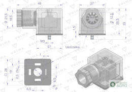 Wtyczka elektryczna (SP666) do zasilania cewek elektromagnetycznych 12V I 24V z diodą i uszczelką VOIMA