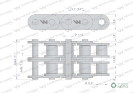Łańcuch rolkowy prosta płytka 08B-2 (R2 1/2) 5 m Waryński