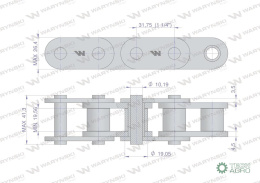 Łańcuch rolkowy prosta płytka 20B-1 (R1 1.1/4) 5 m Waryński