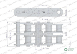 Łańcuch rolkowy prosta płytka 20B-2 (R2 1.1/4) 5 m Waryński
