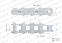 Łańcuch rolkowy wzmocniony 06A-1 ANSI A 35 06C-1 (R1 3/8) 2.5 m Waryński