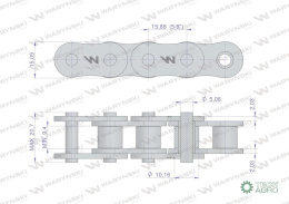 Łańcuch rolkowy wzmocniony 10A-1 ANSI A 50 (R1 5/8) 2.5m Waryński