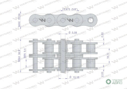 Łańcuch rolkowy wzmocniony 10A-2 ANSI A 50 (R2 5/8) 5 m Waryński