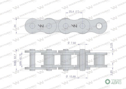 Łańcuch rolkowy wzmocniony 16A-1 ANSI A 80 (R1 1) 2.5m Waryński