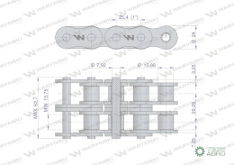 Łańcuch rolkowy wzmocniony 16A-2 ANSI A 80 (R2 1) 5 m Waryński