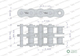 Łańcuch rolkowy wzmocniony 20A-2 ANSI A 100 (R2 1.1/4) 5 m Waryński