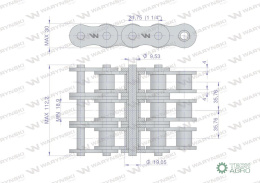 Łańcuch rolkowy wzmocniony 20A-3 ANSI A 100 (R3 1.1/4) 5 m Waryński