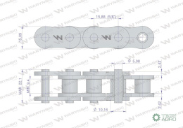 Łańcuch rolkowy wzmocniony przemysłowy 10AH-1 ANSI A 50H (R1 5/8) 2.5m Waryński