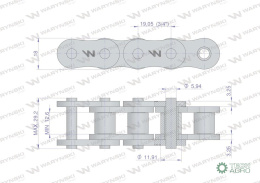 Łańcuch rolkowy wzmocniony przemysłowy 12AH-1 ANSI A 60H (R1 3/4) 2.5m Waryński