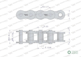 Łańcuch rolkowy wzmocniony przemysłowy 16BH-1 (R1 1) 2.5 m Waryński
