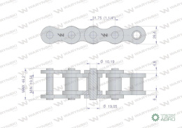 Łańcuch rolkowy wzmocniony przemysłowy 20BH-1 (R1 1.1/4) 2.5 m Waryński