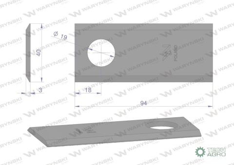 NOŻYK K.POL.WARYŃSKI WKR94X40X3 5036010450W NOŻYK K.POL.WARYŃSKI WKR94X40X3 5036010450W
