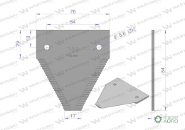 Nóż żniwny 84x76x2.8mm otwór 5.5 zastosowanie K343901 600-RS41826 1664390 MacDon Kilberry WARYŃSKI ( sprzedawane po 25 )