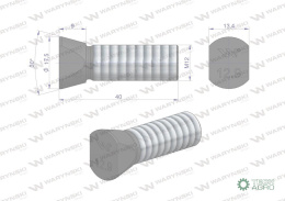 Śruba kpl. płużna oval z dwóch stron ścięta M12x40 mm kl.12.9 zastosowanie Vogel & Noot Waryński M14X48OV2VN ( sprzedawane po 2