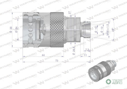 Szybkozłącze hydrauliczne gniazdo M18x1.5 gwint zewnętrzny EURO PUSH-PULL (9100818G) (ISO 7241-A) Waryński