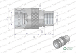 Szybkozłącze hydrauliczne gniazdo M22x1.5 gwint wewnętrzny EURO PUSH-PULL (ISO 7241-A) Waryński