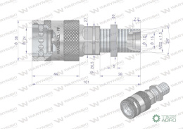 Szybkozłącze hydrauliczne gniazdo long M22x1.5 gwint zewnętrzny EURO PUSH-PULL (9100822GL) (ISO 7241-A) Waryński