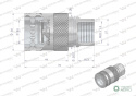 Szybkozłącze hydrauliczne gniazdo z eliminatorem ciśnienia M22x1.5 gwint wew. EURO PUSH-PULL (ISO 7241-A) Waryński