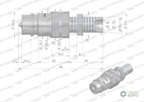 ZAWÓR WT.HYDR.LONG.EURO M16X1,5 WARYŃSKI