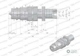 Szybkozłącze hydrauliczne wtyczka long z eliminatorem ciśnienia M18x1.5 gwint zew. EURO (9100818W) (ISO 7241-A) Waryński