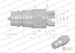 Szybkozłącze hydrauliczne wtyczka z eliminatorem ciśnienia M22x1.5 gwint zew. EURO (9100822W) (ISO 7241-A) Waryński