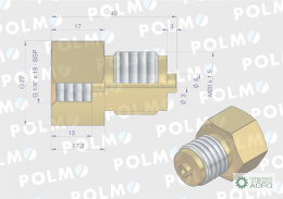 Złączka manometryczna gwint zewnętrzny M20x1.5 x gwint wewnętrzny G1/4