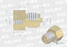 Złączka manometryczna gwint zewnętrzny M20x1.5 x gwint wewnętrzny M12x1.5 (mosiądz) POLMO