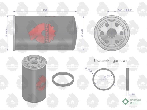 Filtr oleju PP-49, PP49, MF-3 ORYGINAŁ URSUS, Filtr oleju PP-49, PP49, MF-3 ORYGINAŁ URSUS,