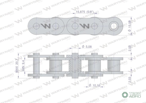 Łańcuch rolkowy 50SP (R1 5/8) 5m Waryński